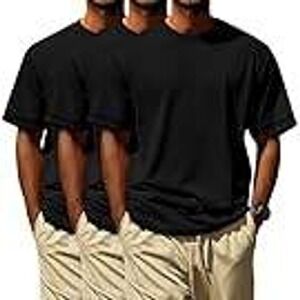 Mens Oversized Black Crewneck T Shirt 3 Pack Casual Fashion Tops